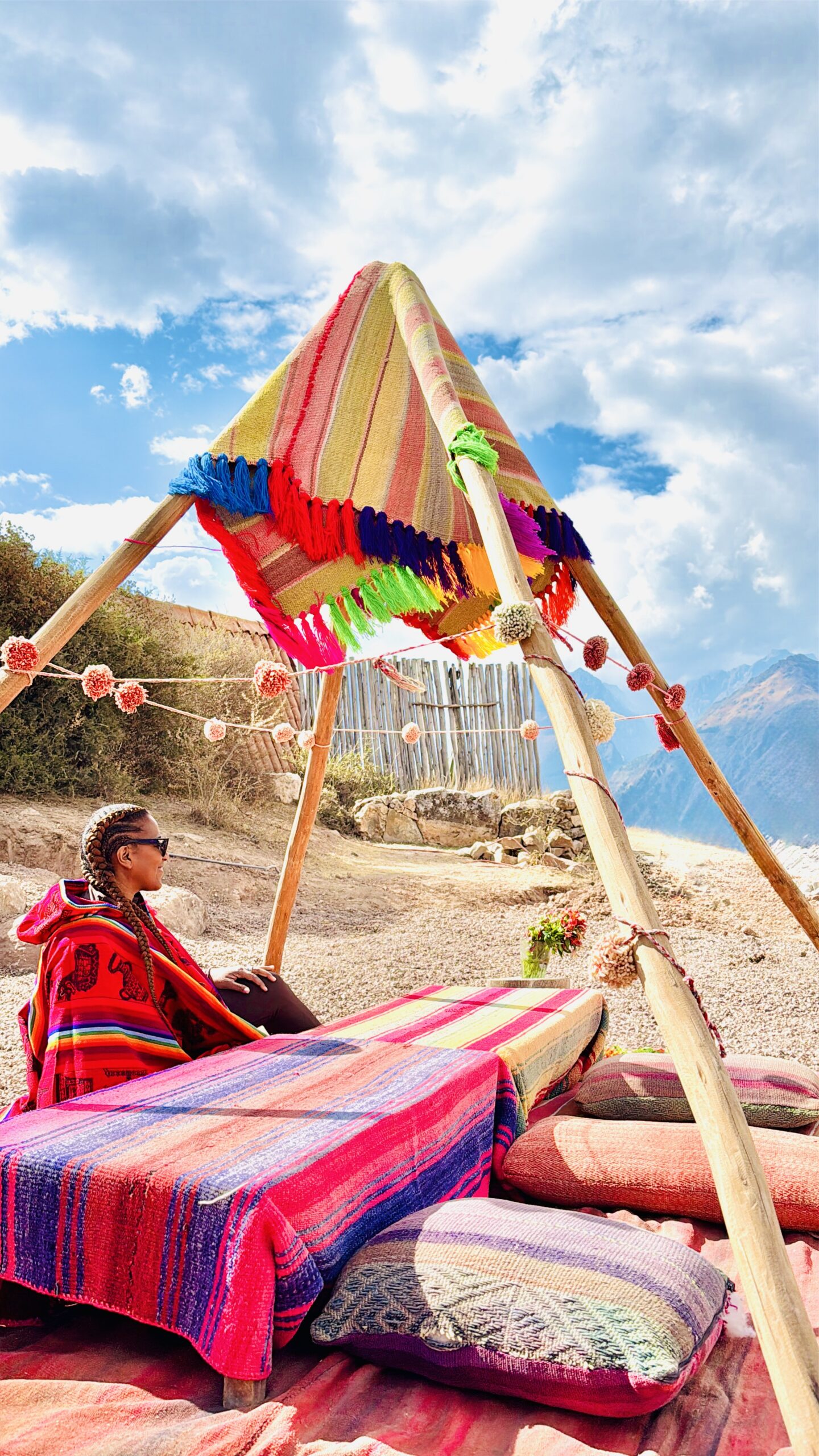 Why Traveling to Peru Was One of the Best Investments I’ve Made in Myself | Picnic in tent at Mountain View in the sacred Valley scaled